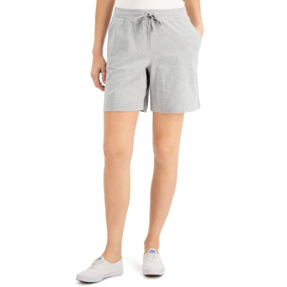 Karen Scott Small Pull-On Stretchy Elastic Waist Knit Casual Grey Shorts NWT